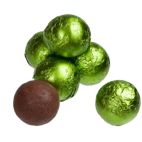 Foiled Milk Chocolate Balls - Kiwi Green: 2LB Bag - Candy Warehouse