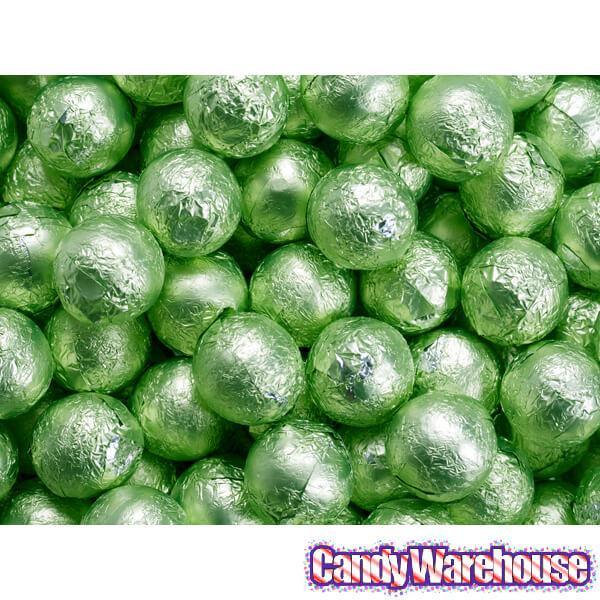 Foiled Milk Chocolate Balls - Leaf Green: 2LB Bag - Candy Warehouse