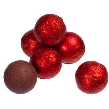 Foiled Milk Chocolate Balls - Red: 2LB Bag - Candy Warehouse
