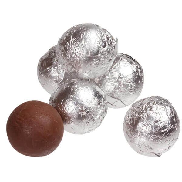 Foiled Milk Chocolate Balls - Silver: 2LB Bag - Candy Warehouse