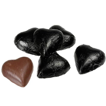 Foiled Milk Chocolate Hearts - Black: 2LB Bag - Candy Warehouse