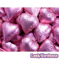 Foiled Milk Chocolate Hearts - Hot Pink: 2LB Bag - Candy Warehouse