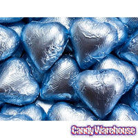 Foiled Milk Chocolate Hearts - Light Blue: 2LB Bag - Candy Warehouse