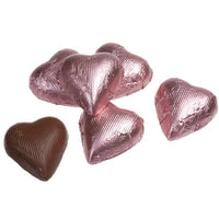 Foiled Milk Chocolate Hearts - Light Pink: 2LB Bag - Candy Warehouse