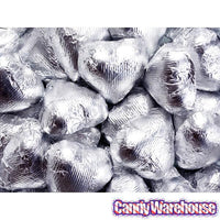 Foiled Milk Chocolate Hearts - Silver: 2LB Bag - Candy Warehouse