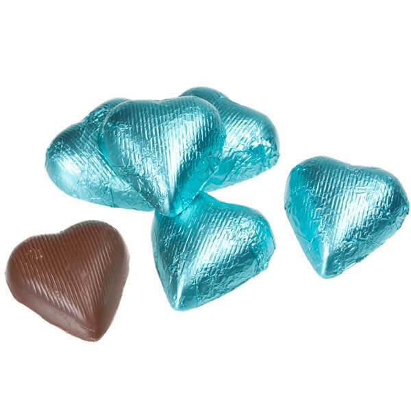 Foiled Milk Chocolate Hearts - Tiffany Blue: 2LB Bag - Candy Warehouse