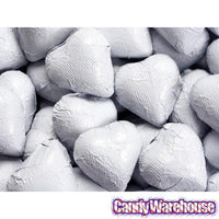 Foiled Milk Chocolate Hearts - White: 2LB Bag - Candy Warehouse