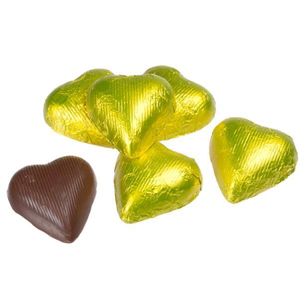 Foiled Milk Chocolate Hearts - Yellow: 2LB Bag - Candy Warehouse