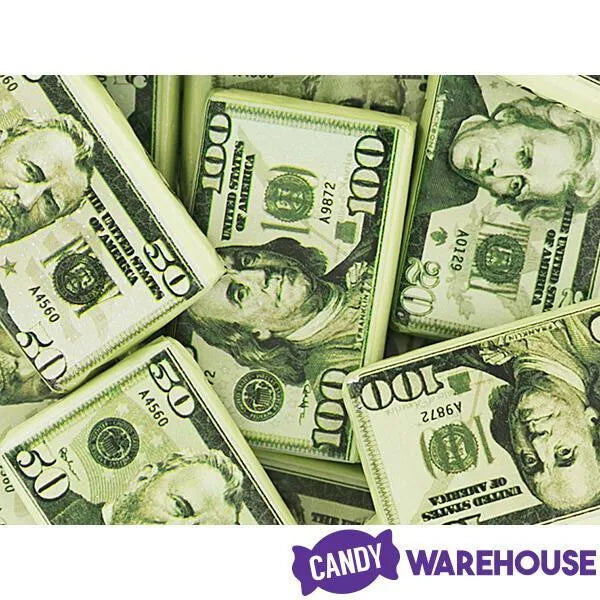 Money Candy Foiled Milk Chocolate Money Mini Bars in Mesh Bags: 18-Piece Box ...