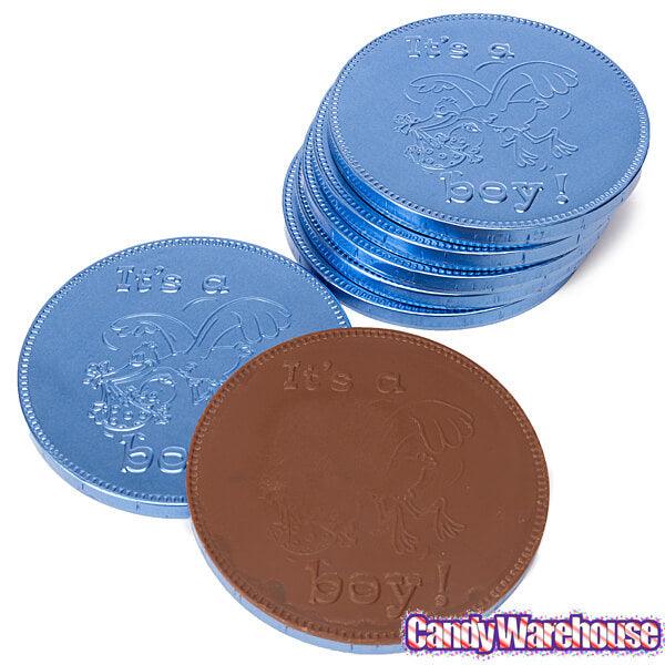 Fort Knox It's a Boy Foiled Milk Chocolate 4-Inch Medallions: 20-Piece Box - Candy Warehouse