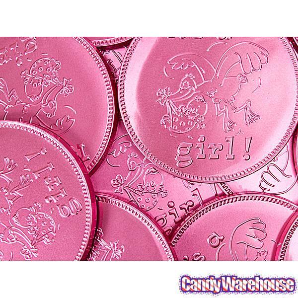 Fort Knox It's a Girl Foiled Milk Chocolate 4-Inch Medallions: 20-Piece Box - Candy Warehouse