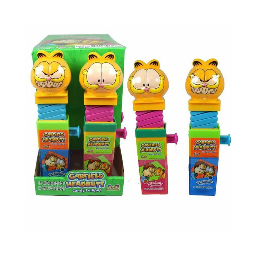 Garfield Headbutt Candy Lollipop Toy: 12-Piece Box - Candy Warehouse