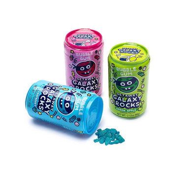 Getaway Galaxy Rocks Bubble Gum Cans: 12-Piece Box - Candy Warehouse
