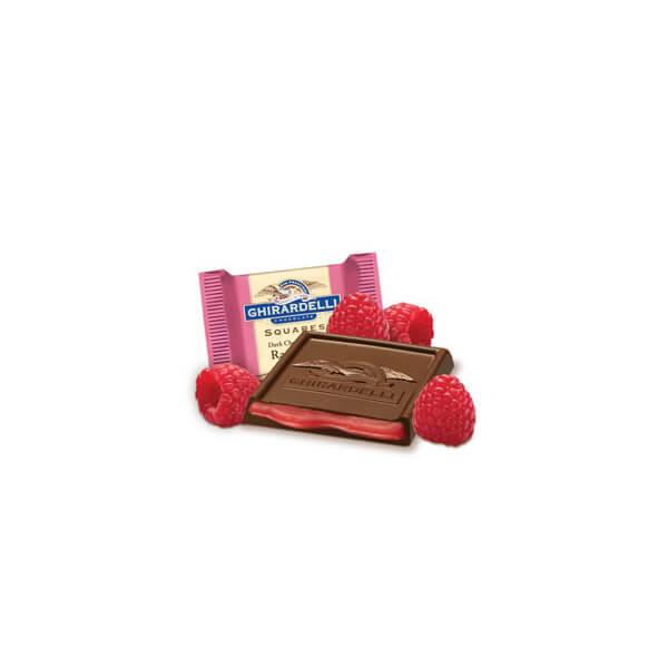 Ghirardelli Dark Chocolate Squares with Raspberry Filling 5-Ounce Bags: 6-Piece Box - Candy Warehouse
