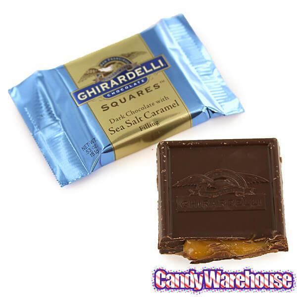 Ghirardelli Dark Chocolate with Sea Salt Caramel Filling Squares: 50-Piece Box - Candy Warehouse