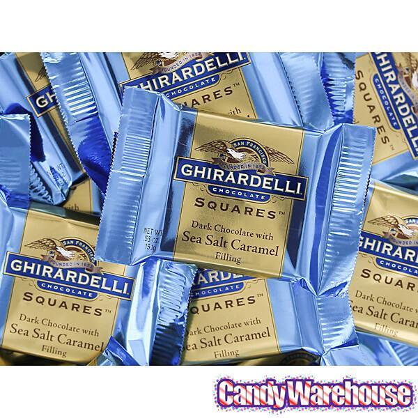 Ghirardelli Dark Chocolate with Sea Salt Caramel Filling Squares: 50-Piece Box - Candy Warehouse