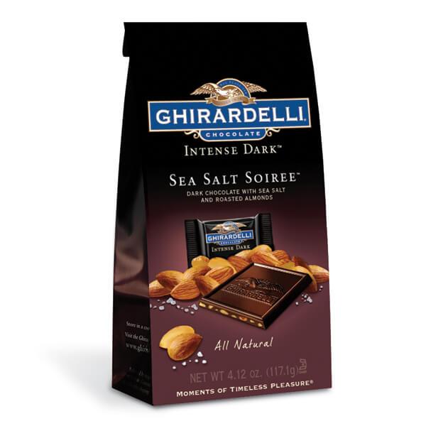 Ghirardelli Intense Dark Chocolate Sea Salt Soiree Squares 4-Ounce Bags: 6-Piece Box - Candy Warehouse
