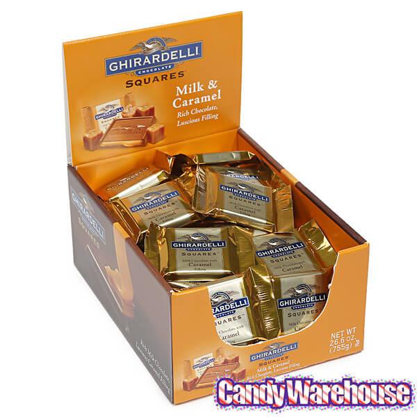 Ghirardelli Milk Chocolate with Caramel Filling Squares: 50-Piece Box - Candy Warehouse