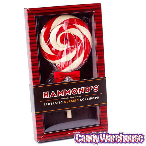 Giant 10-Ounce Red & White Swirl Lollipop in Gift Box - Candy Warehouse