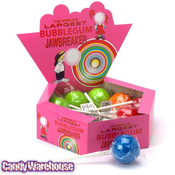 Giant Jawbreaker Lollipops - Assorted Colors: 12-Piece Box - Candy Warehouse
