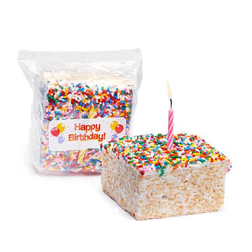 Giant Rice Crispy Treats - Happy Birthday Rainbow Sprinkles: 6-Piece Box - Candy Warehouse