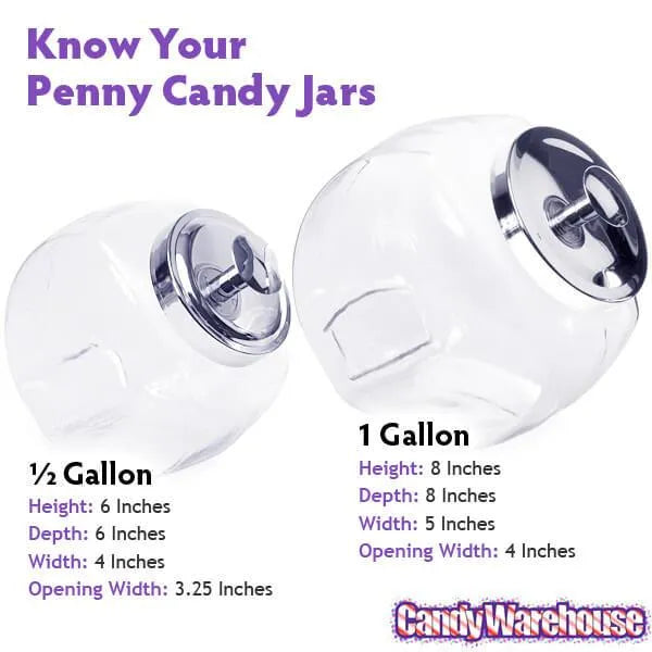 Glass 1/2Gallon Penny Candy Jar with Chrome Lid Candy Warehouse
