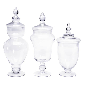 Glass Candy Jars with Lids: 3-Piece Set - Candy Warehouse