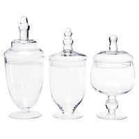 Glass Candy Jars with Lids - 6-Inch: 3-Piece Set - Candy Warehouse