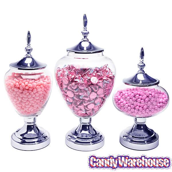 Glass Candy Jars with Silver Lids: 3-Piece Set - Candy Warehouse