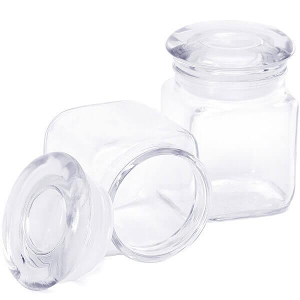 Glass Mini Square 4-Ounce Candy Jar with Lid - Candy Warehouse