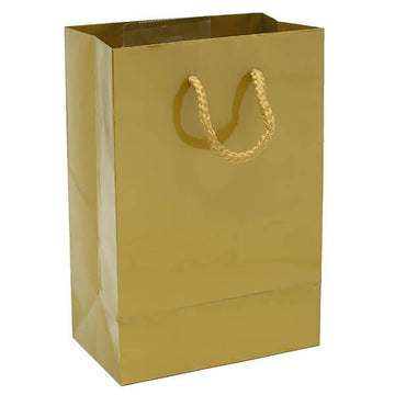 Glossy Candy Bags with Handles - Gold: 12-Piece Pack - Candy Warehouse