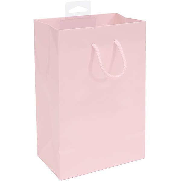 Glossy Candy Bags with Handles - Pink: 12-Piece Pack - Candy Warehouse