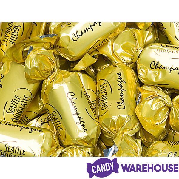 Gold Wrapped Champagne Dark Chocolate Truffles: 2LB Box - Candy Warehouse