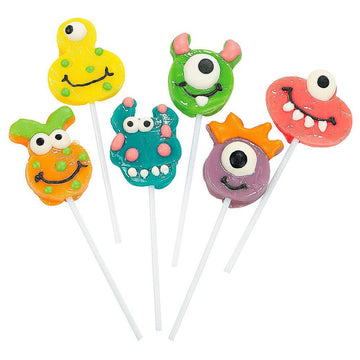 Goofy Monster Head Lollipops: 12-Piece Box - Candy Warehouse