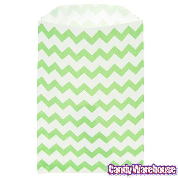 Green Chevron Stripe Candy Bags: 25-Piece Pack - Candy Warehouse