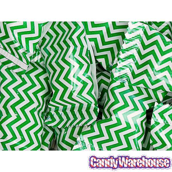 Green Chevron Stripe Wrapped Butter Mint Creams: 300-Piece Case - Candy Warehouse