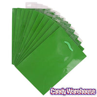 Green Glossy Candy Bags with Handles - Small: 12-Piece Pack - Candy Warehouse