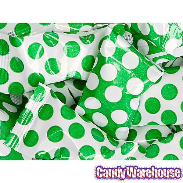 Green Polka Dots Wrapped Butter Mint Creams: 300-Piece Case - Candy Warehouse