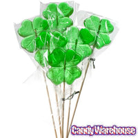 Green Shamrock 4-Leaf Clover Lollipops: 12-Piece Bag - Candy Warehouse