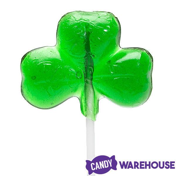 Green Shamrock Hard Candy Lollipops: 12-Piece Box - Candy Warehouse