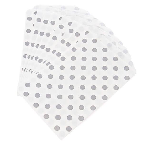 Grey Polka Dot Candy Bags: 25-Piece Pack - Candy Warehouse