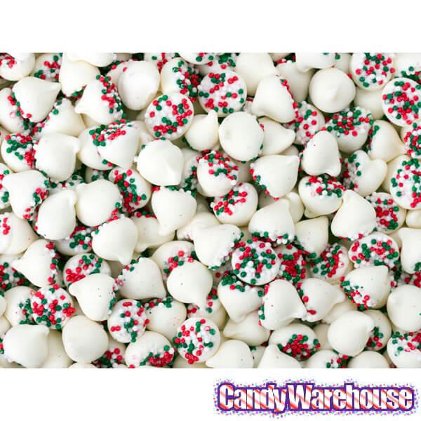 Guittard Petite White Chocolate Chips with Christmas Nonpareils: 5LB Bag - Candy Warehouse
