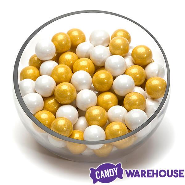 Gumballs Color Combo - Gold and White: 4LB Box - Candy Warehouse