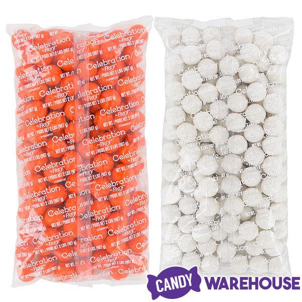 Gumballs Color Combo - Orange and White: 4LB Box - Candy Warehouse