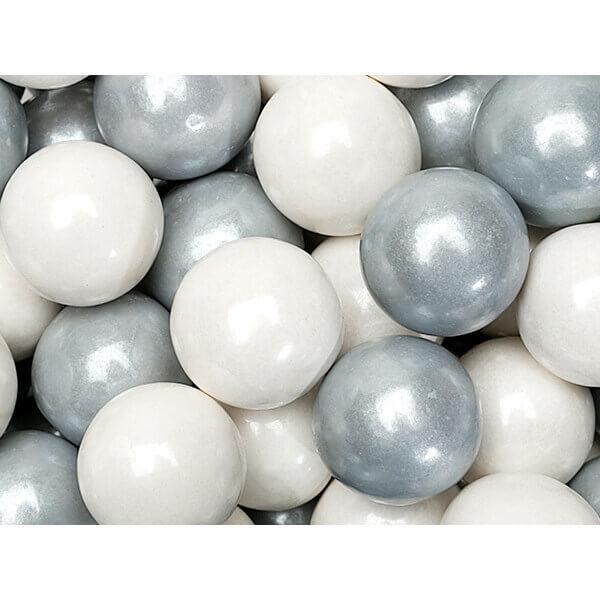 Gumballs Color Combo - Silver and White: 4LB Box - Candy Warehouse