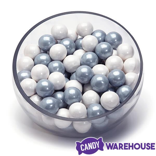 Gumballs Color Combo - Silver and White: 4LB Box - Candy Warehouse