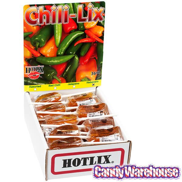 Habanero Chili Pepper Spicy Lollipops: 36-Piece Box - Candy Warehouse