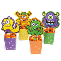 Halloween Monster Paper Candy Buckets - Assorted: 12-Piece Set - Candy Warehouse