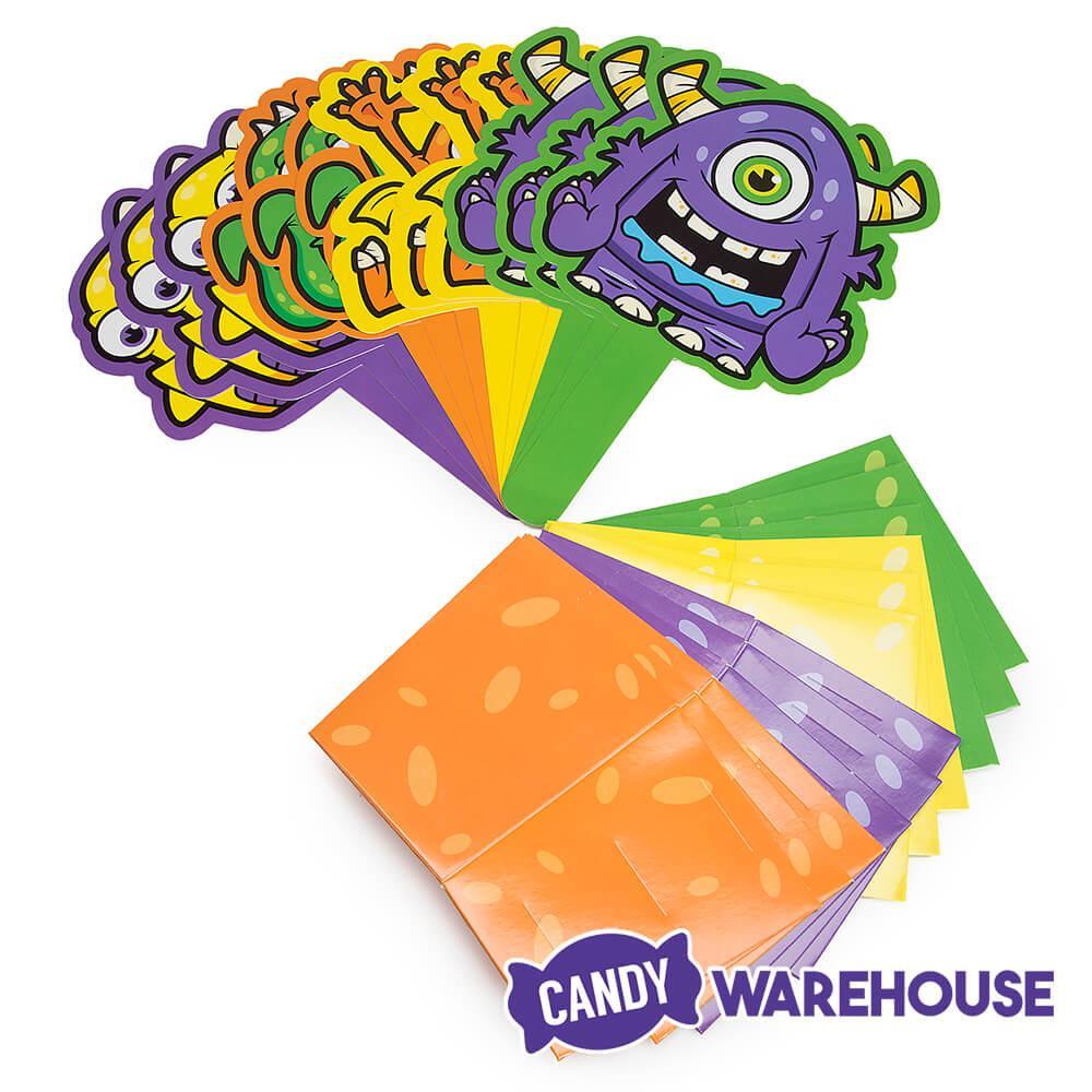 Halloween Monster Paper Candy Buckets - Assorted: 12-Piece Set - Candy Warehouse