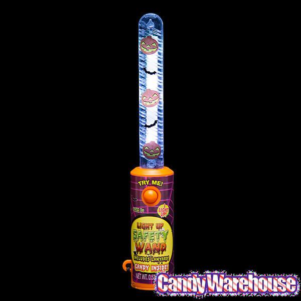 Halloween Pumpkin Light Up Wands with Candy: 12-Piece Display - Candy Warehouse